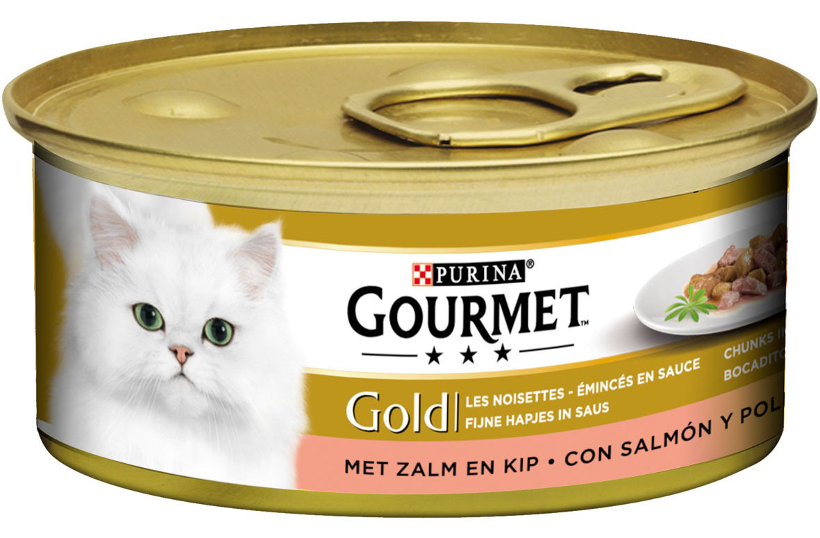 Gourmet kattenvoer Gold Fijne zalm en kip 85 gr | Center