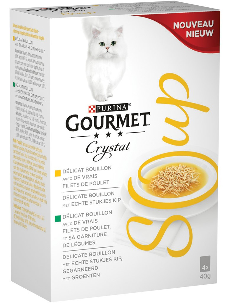 schijf Beginner Doelwit Gourmet kattenvoer Crystal Soup kip 4 x 40 gr | Animal Center